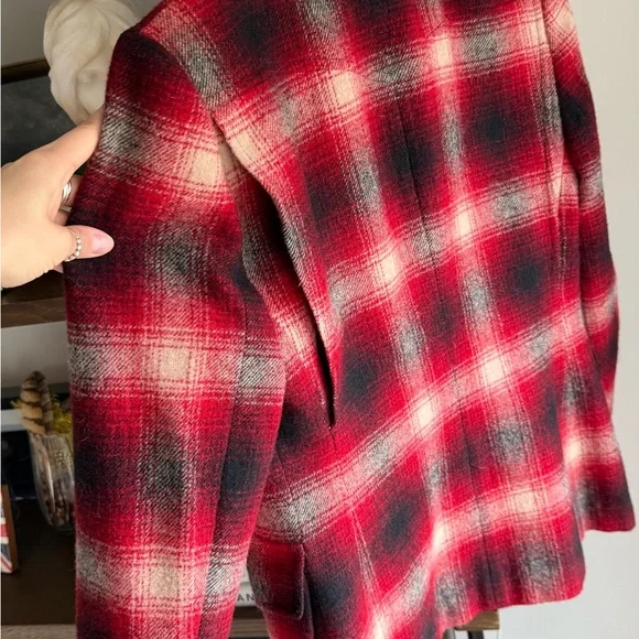 Lauren Ralph Lauren Red and Black Wool Plaid Jacket - Picture 4 of 8
